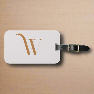 Custom Monogram Initial Name Brown Typography Luggage Tag