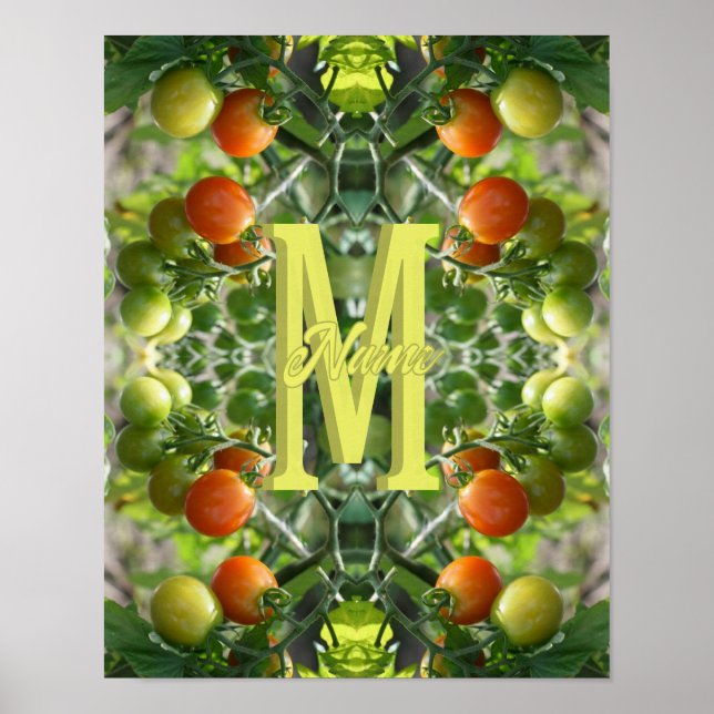 Custom Monogram Initial Name Cherry Tomatoes Poster (Front)