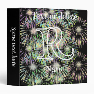 Custom Monogram Initial Name Colourful Fireworks Binder