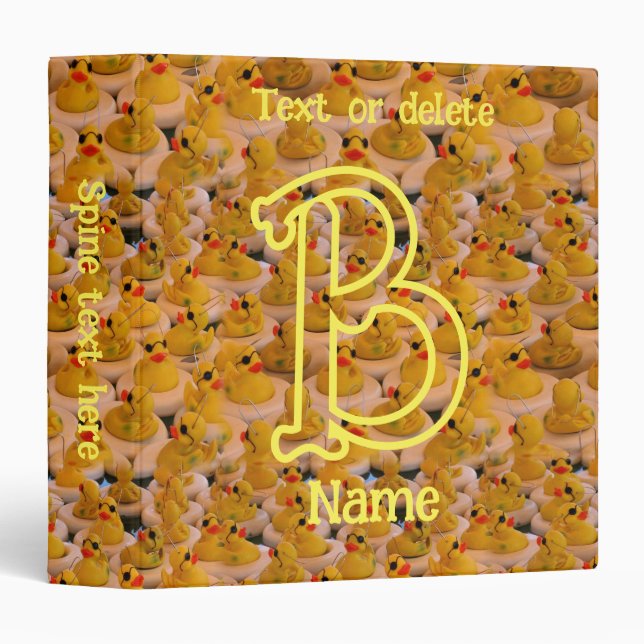 Custom Monogram Initial Name Cute Rubber Ducks Binder (Front/Spine)