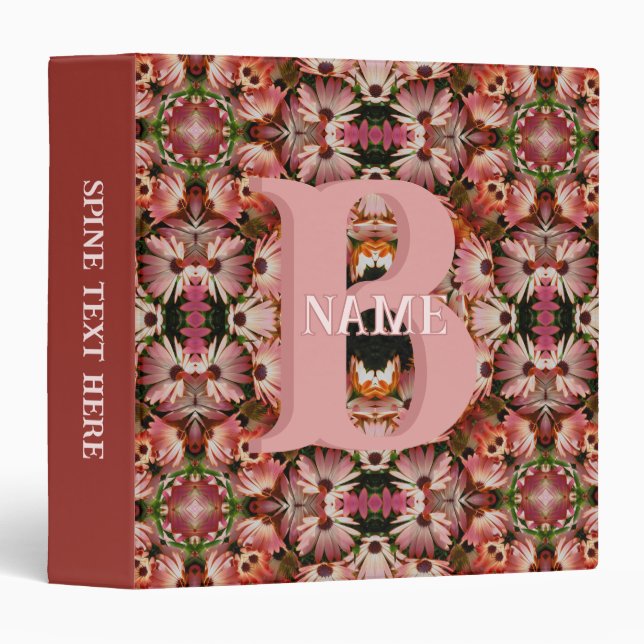 Custom Monogram Initial Name Daisy Floral Art Binder (Front/Spine)