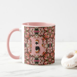 Custom Monogram Initial Name Daisy Floral Art Mug
