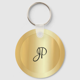 Custom Monogram Initial Name Faux Gold Template Keychain
