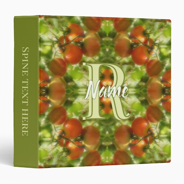 Custom Monogram Initial Name Garden Tomatoes Binder (Front/Spine)
