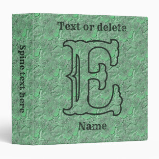 Custom Monogram Initial Name Green Floral Binder