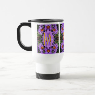 Custom Monogram Initial Name Honeybee Aster Art Travel Mug