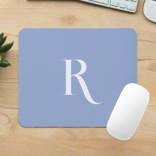 Custom Monogram Initial Name l Simple Pastel Blue  Mouse Pad