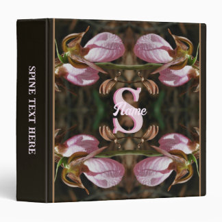 Custom Monogram Initial Name Lady Slipper Flowers Binder