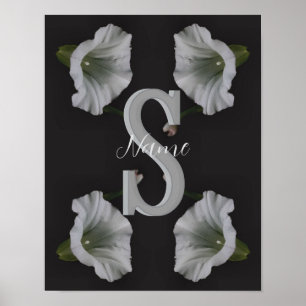Custom Monogram Initial Name Morning Glory  Poster