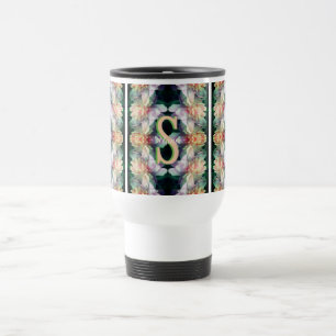 Custom Monogram Initial Name Peony Art Travel Mug