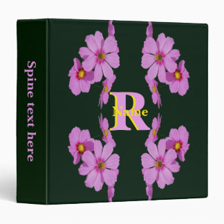 Custom Monogram Initial Name Pink Daisy Art Binder