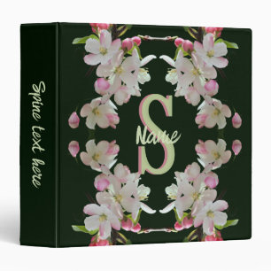 Custom Monogram Initial Name Spring Blossoms Art Binder