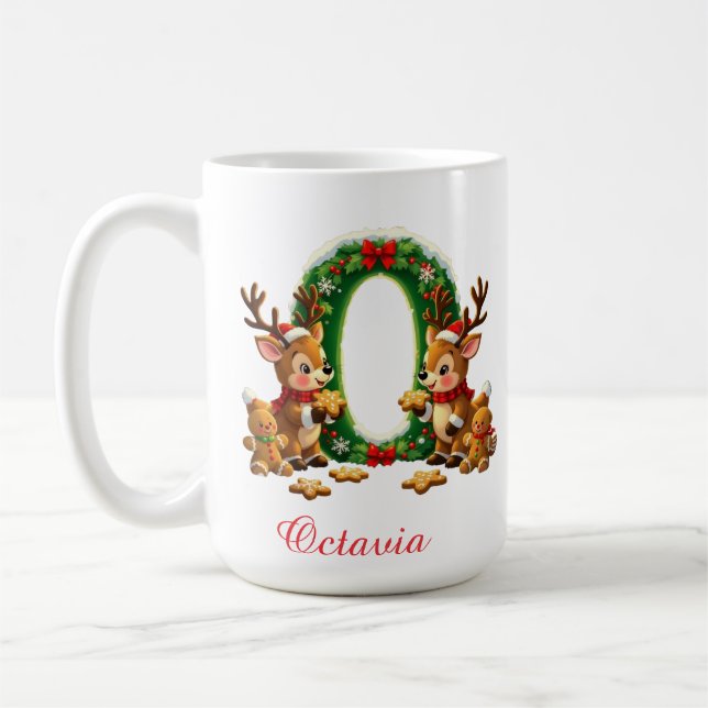 Custom Monogram initial O merry Christmas  Coffee Mug (Left)