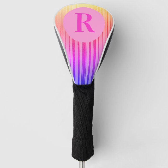 Custom Monogram Initial Pink Ombre Personalized Golf Head Cover (Front)