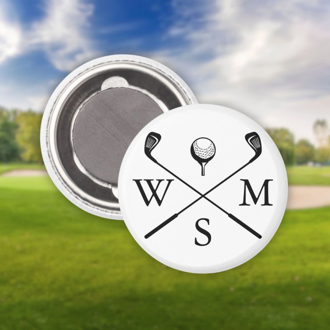 Custom Monogram Initials Black And White Magnet (Custom Monogram Initials Black And White Magnet)