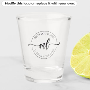 Custom Monogram Initials Business Logo Shot Glass