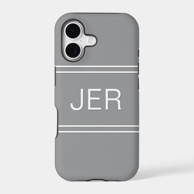 Custom Monogram Initials Modern Grey (Back)