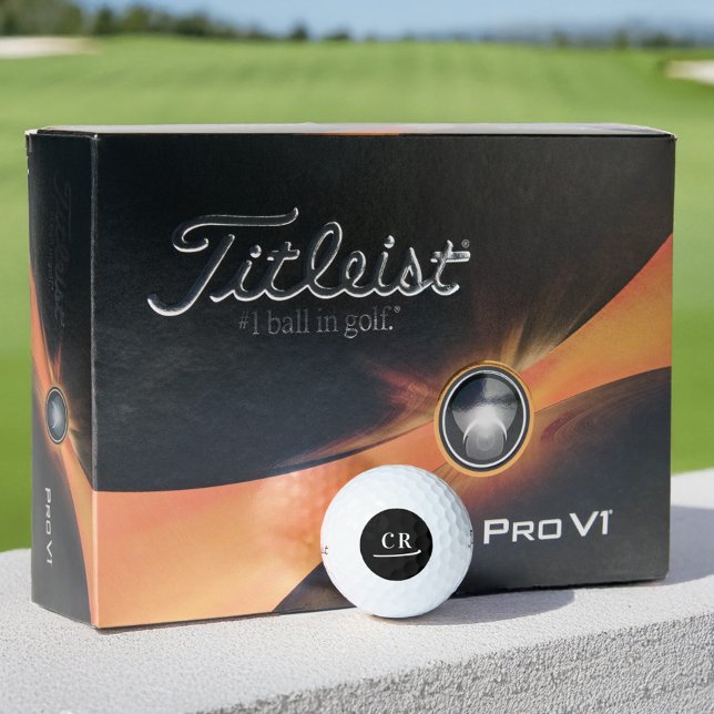 Custom Monogram Initials Simple Modern Black White Golf Balls (Creator Uploaded)