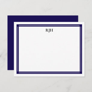 Custom Monogram Initials with Black & White Border Card