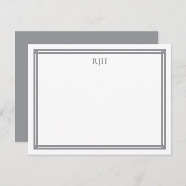 Custom Monogram Initials with Grey Border Card (Front/Back)