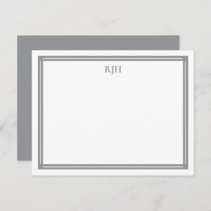 Custom Monogram Initials with Grey Border Card