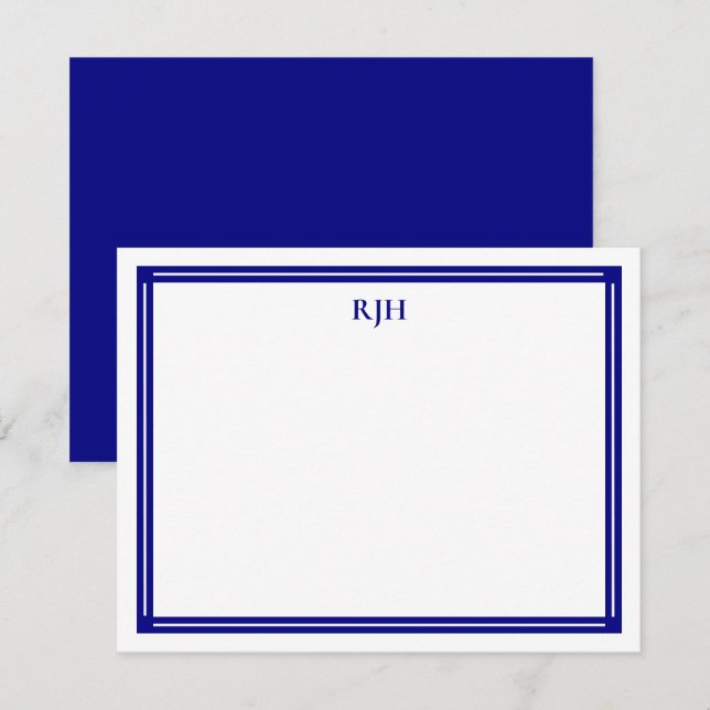 Custom Monogram Initials with Navy Blue Border Card (Front/Back)