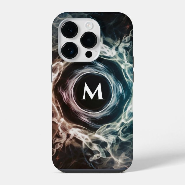 Custom Monogram iPhone Case with Smoke Design  (Back)