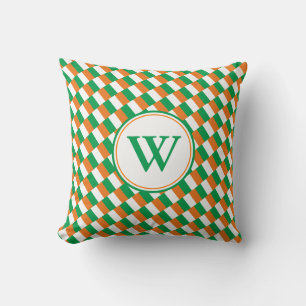 Custom Monogram IRELAND FLAG Patriotic Throw Pillow