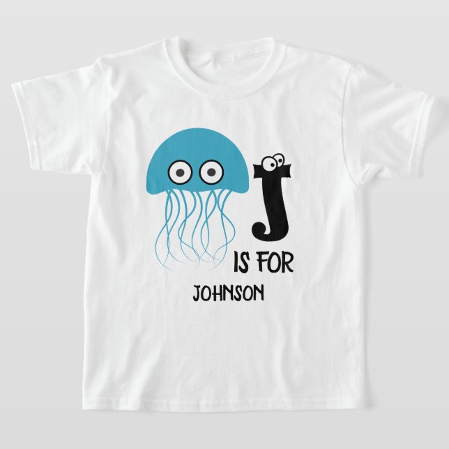 Custom monogram J is for jellyfish funny T-Shirt (Laydown)