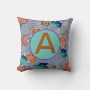 CUSTOM MONOGRAM JAPANESE PATTERN Throw Pillow