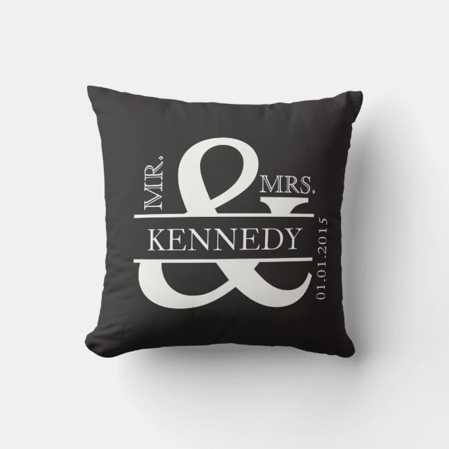 Custom Monogram Keepsake Wedding Pillow (Front)