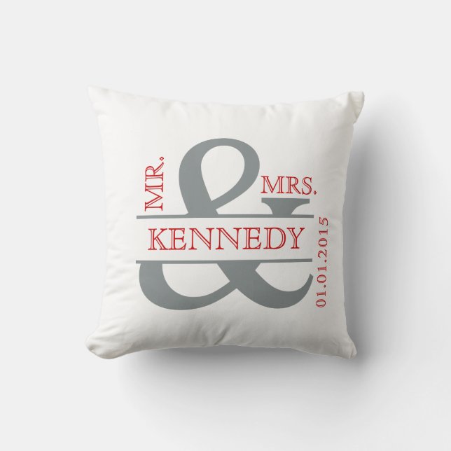 Custom Monogram Keepsake Wedding Pillow (Front)