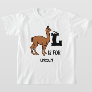 Custom monogram L is for Llama adorable alpaca T-Shirt