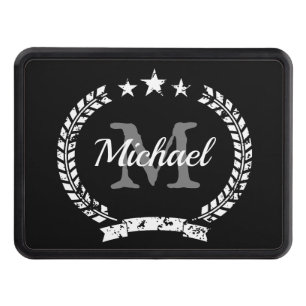 Custom monogram laurel crest wreath hitch cover