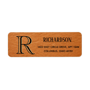 Custom Monogram Leather Texture  Return Address 