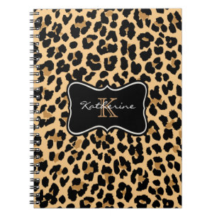 Custom Monogram Leopard Print Spiral Notebook