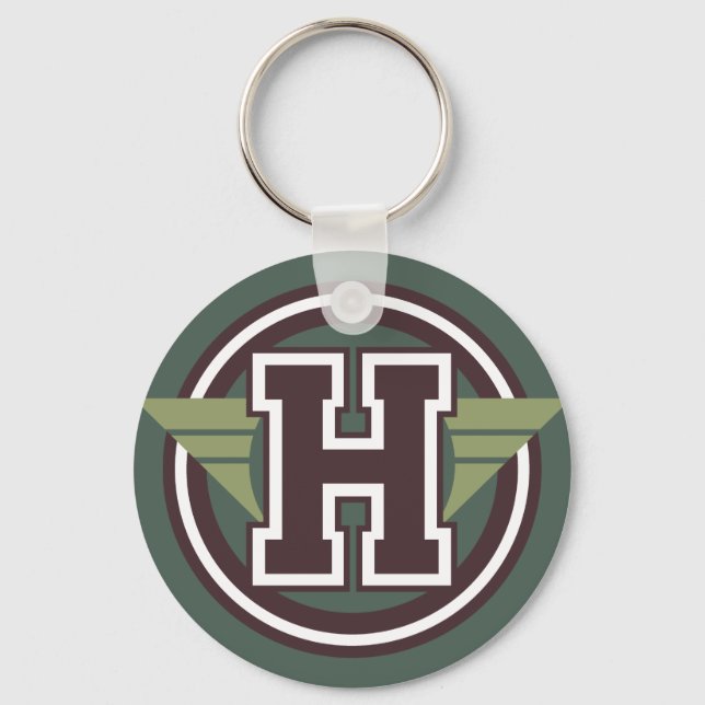 Custom Monogram Letter "H" Initial Keychain (Front)