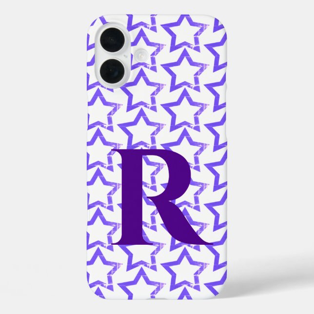 Custom Monogram Letter Pastel Purple Star Pattern  Case-Mate iPhone Case (Back)