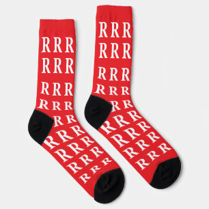 Custom Monogram Letter White Red socks