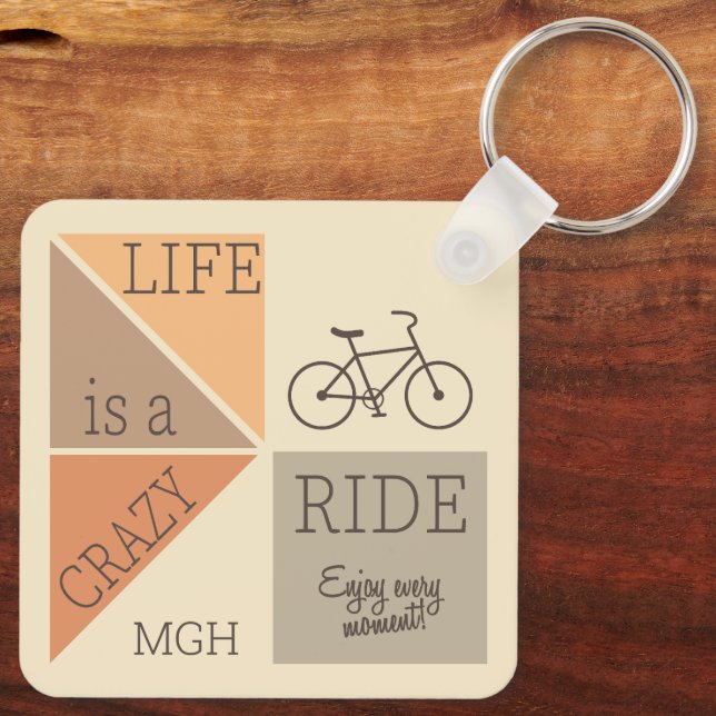 Custom Monogram Life is a Crazy Ride Keychain (Back)