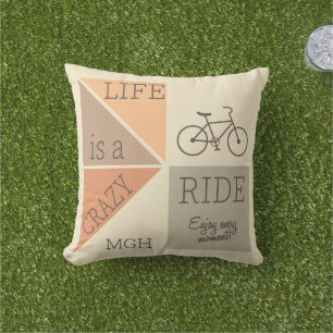 Custom Monogram Life is a Crazy Ride Outdoor Pillow