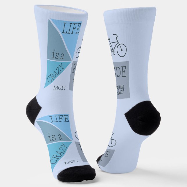 Custom Monogram Life is a Crazy Ride Socks (Angled)