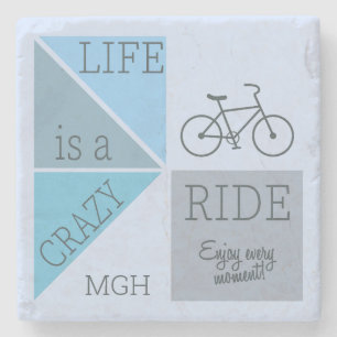 Custom Monogram Life is a Crazy Ride Stone Coaster