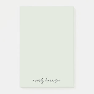 Custom Monogram Light Sage Chic Minimalist Post-it Notes