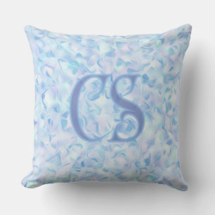 Custom Monogram Lilac Flower Petal Organic Shape  Throw Pillow