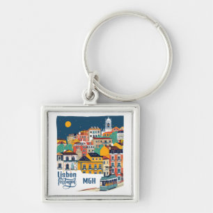 Custom Monogram Lisbon Portugal Keychain