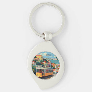 Custom Monogram Lisbon Portugal Keychain