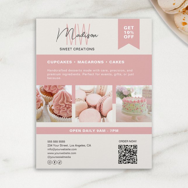 Custom Monogram Logo Bakery Flyer (Custom Monogram Logo Bakery Flyer)