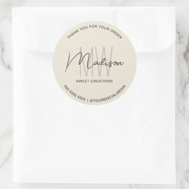 Custom Monogram Logo Bakery Sticker (Bag)