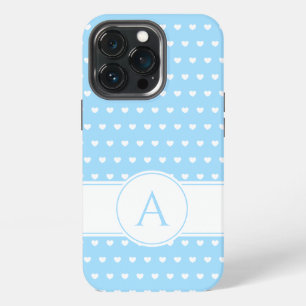 Custom Monogram Lovely Light Blue And White iPhone 13 Pro Case